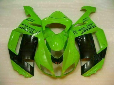 Kawasaki ZX6R 07-08 Motorrad Verkleidungen - Grün Schwarzer Dunlop