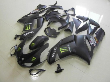 Kawasaki ZX6R 07-08 Motorrad Verkleidungen - Matt Schwarz Monster