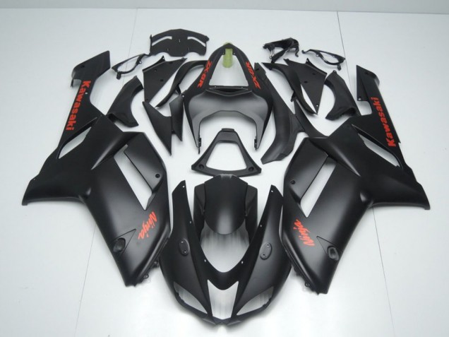 Kawasaki ZX6R 07-08 Motorrad Verkleidungen - Matt Schwarz mit rotem Aufkleber Kawasaki ZX6R 07-08 Motorrad Verkleidungen - Matt Schwarz mit rotem Aufkleber