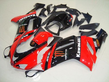 Kawasaki ZX6R 07-08 Motorrad Verkleidungen - Monster in Rot