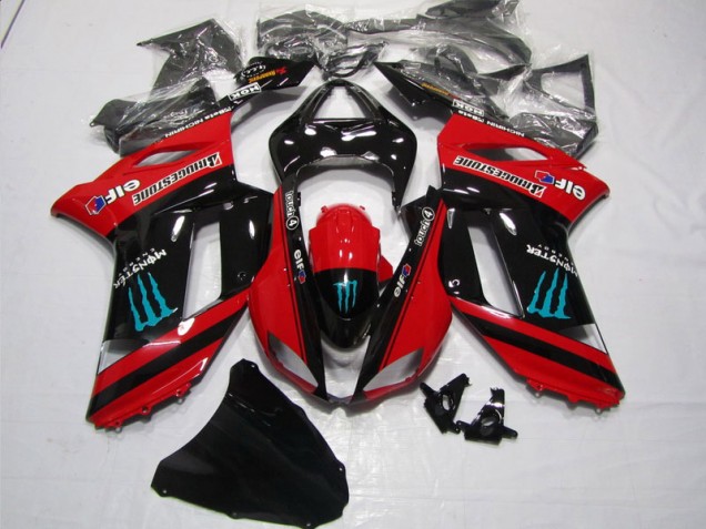 Kawasaki ZX6R 07-08 Motorrad Verkleidungen - Rot Schwarz Monster Kawasaki ZX6R 07-08 Motorrad Verkleidungen - Rot Schwarz Monster