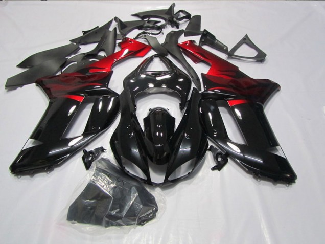 Kawasaki ZX6R 07-08 Motorrad Verkleidungen - Schwarz Rot Kawasaki ZX6R 07-08 Motorrad Verkleidungen - Schwarz Rot