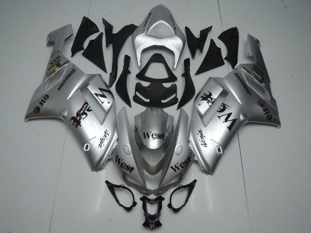 Kawasaki ZX6R 07-08 Motorrad Verkleidungen - Silber West Kawasaki ZX6R 07-08 Motorrad Verkleidungen - Silber West