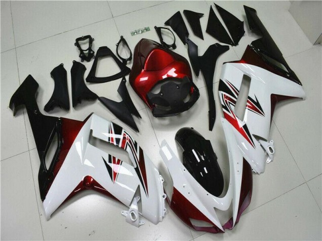 Kawasaki ZX6R 07-08 Motorrad Verkleidungen - Weiß Schwarz Rot Kawasaki ZX6R 07-08 Motorrad Verkleidungen - Weiß Schwarz Rot