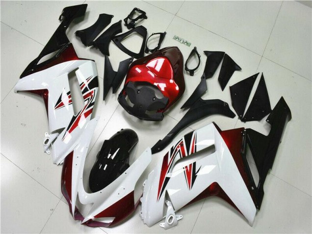 Kawasaki ZX6R 07-08 Motorrad Verkleidungen - Weiß Schwarz Rot Kawasaki ZX6R 07-08 Motorrad Verkleidungen - Weiß Schwarz Rot