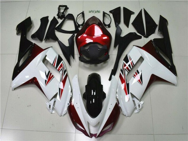 Kawasaki ZX6R 07-08 Motorrad Verkleidungen - Weiß Schwarz Rot Kawasaki ZX6R 07-08 Motorrad Verkleidungen - Weiß Schwarz Rot