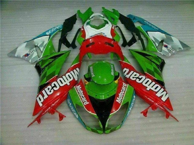 Kawasaki ZX6R 09-12 Motorrad Verkleidungen - Rot Grün Motocard