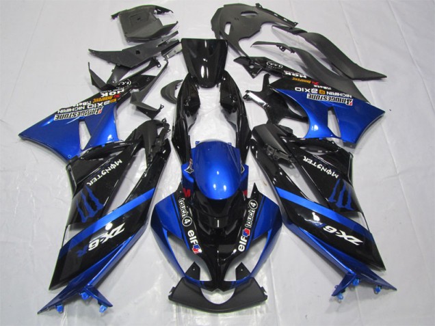 Kawasaki ZX6R 09-12 Motorrad Verkleidungen - Schwarz Blaus Monster Kawasaki ZX6R 09-12 Motorrad Verkleidungen - Schwarz Blaus Monster