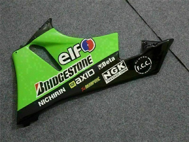 Kawasaki ZX6R 09-12 Motorrad Verkleidungen - Schwarz Grün 3M Touch4