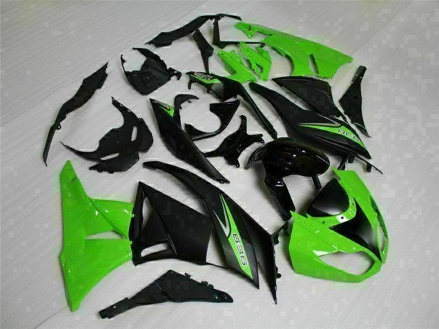 Kawasaki ZX6R 09-12 Motorrad Verkleidungen - Schwarz Grün 636 Kawasaki ZX6R 09-12 Motorrad Verkleidungen - Schwarz Grün 636