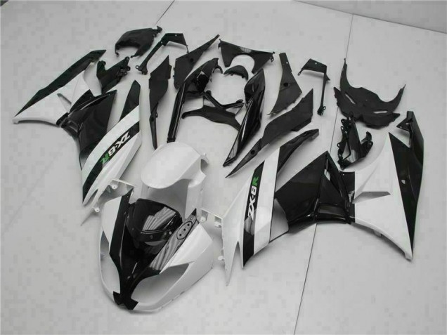 Kawasaki ZX6R 09-12 Motorrad Verkleidungen - Schwarz Weiß Kawasaki ZX6R 09-12 Motorrad Verkleidungen - Schwarz Weiß
