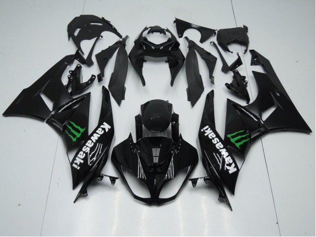 Kawasaki ZX6R 09-12 Motorrad Verkleidungen - Schwarz mit Monster Kawasaki ZX6R 09-12 Motorrad Verkleidungen - Schwarz mit Monster