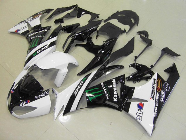 Kawasaki ZX6R 09-12 Motorrad Verkleidungen - Weiß Monster Kawasaki ZX6R 09-12 Motorrad Verkleidungen - Weiß Monster