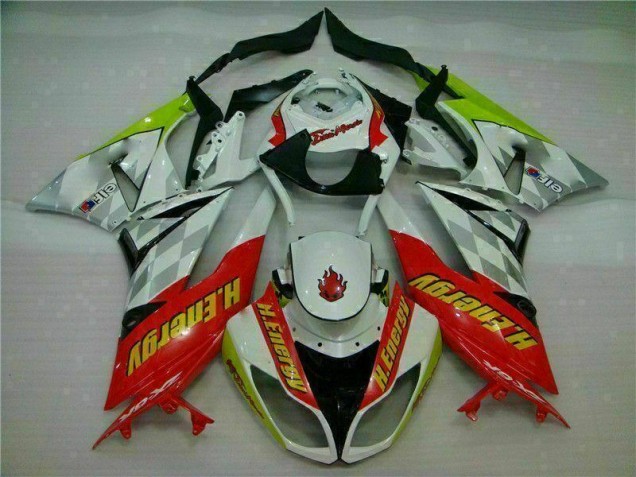 Kawasaki ZX6R 09-12 Motorrad Verkleidungen - Weiß Rot H. Energy
