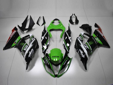 Kawasaki ZX6R 13-18 Motorrad Verkleidungen - Grün Schwarz Weiß