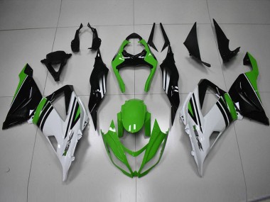 Kawasaki ZX6R 13-18 Motorrad Verkleidungen - Schwarz Grün Weiß
