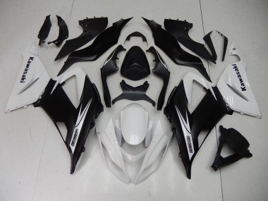 Kawasaki ZX6R 13-18 Motorrad Verkleidungen - Schwarz Weiß