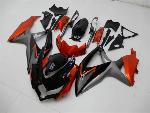 Großhandel Suzuki GSXR 600/750 Motorrad Verkleidung 2008-2010 - Orange Grau Glanzendes Schwarz