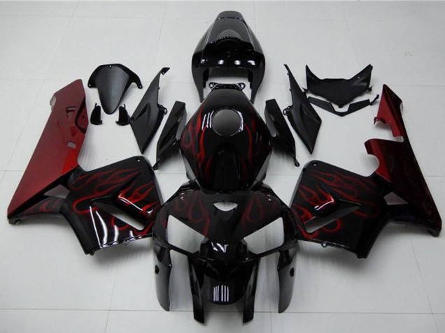 Großhandel Honda CBR600RR Motorrad Verkleidung Kit 2005-2006 - Glanzendes Schwarz Rot Flamme