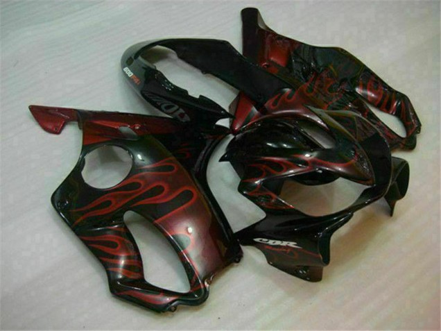 Großhandel Honda CBR600 F4i Motorrad Verkleidung 2004-2007 - Glanzendes Schwarz Rot Flamme