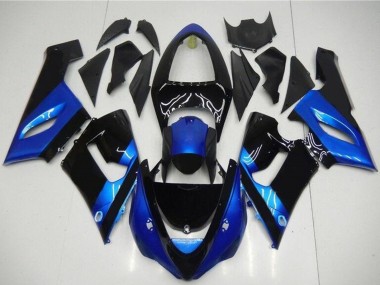 Großhandel Kawasaki ZX6R Motorrad Verkleidung Kit 2005-2006 - Blau Glanzendes Schwarz