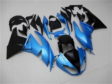 Großhandel Kawasaki ZX6R Motorrad Verkleidung 2009-2012 - Hellblau Glanzendes Schwarz
