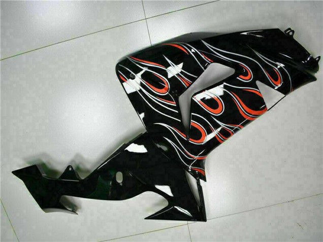 Großhandel Kawasaki ZX10R Motorrad Verkleidung Kit 2006-2007 - Glanzendes Schwarz Rot Flamme