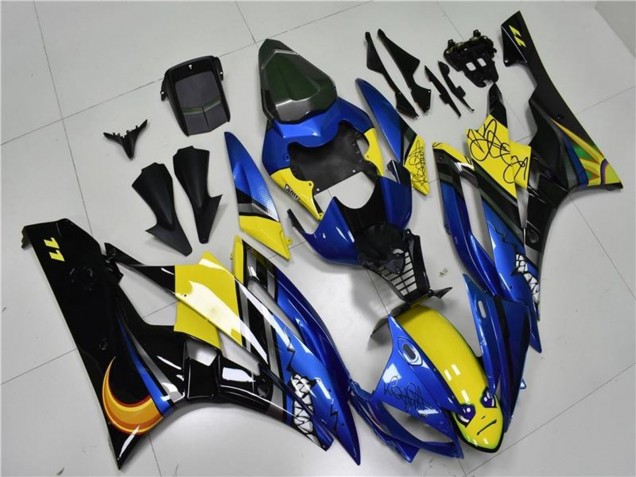 Großhandel Yamaha YZF R6 Motorrad Verkleidung 2006-2007 - Blau Gelb Glanzendes Schwarz Hai