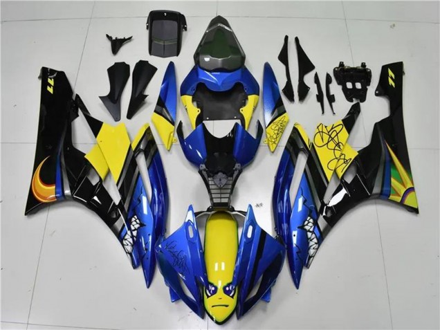 Großhandel Yamaha YZF R6 Motorrad Verkleidung 2006-2007 - Blau Gelb Glanzendes Schwarz Hai