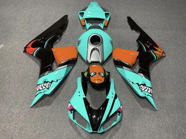 Großhandel Honda CBR1000RR Motorrad Verkleidung 2006-2007 - Cyan Blau Orange Glanzendes Schwarz Hai