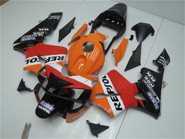Großhandel Honda CBR600RR Motorrad Verkleidung Kit 2003-2004 - Orange Weiss Rot Glanzendes Schwarz Repsol