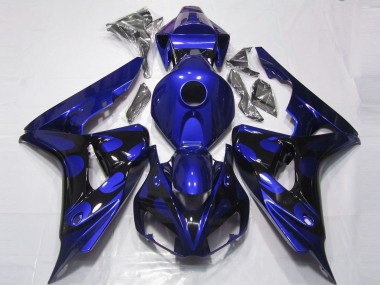 Großhandel Honda CBR1000RR Motorrad Verkleidung 2006-2007 - Blau Glanzendes Schwarz Flamme