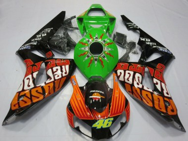 Großhandel Honda CBR1000RR Motorrad Verkleidung 2006-2007 - Grun Orange Glanzendes Schwarz Rossi 46