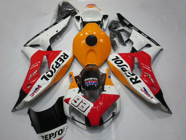 Großhandel Honda CBR1000RR Motorrad Verkleidung 2006-2007 - Orange Weiss Rot Glanzendes Schwarz Repsol 93