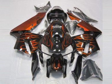 Großhandel Honda CBR600RR Motorrad Verkleidung 2005-2006 - Glanzendes Schwarz Orange Flamme