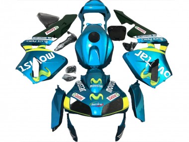 Großhandel Honda CBR600RR Motorrad Verkleidung 2003-2004 - Hellblau Gelb Grun MoviStar