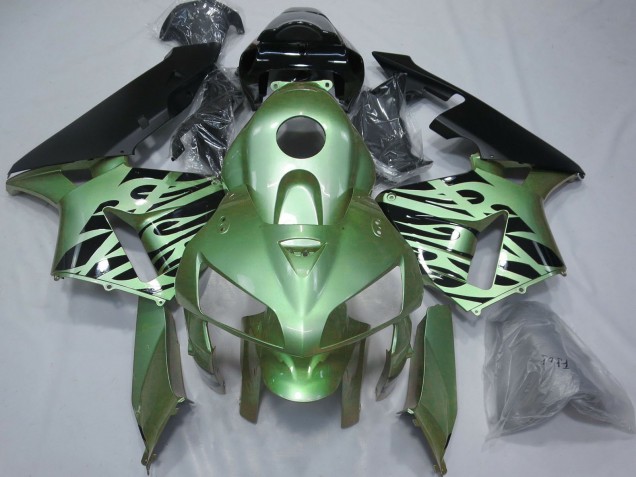 Großhandel Honda CBR600RR Motorrad Verkleidung 2005-2006 - Hellgrun Schwarz Flamme
