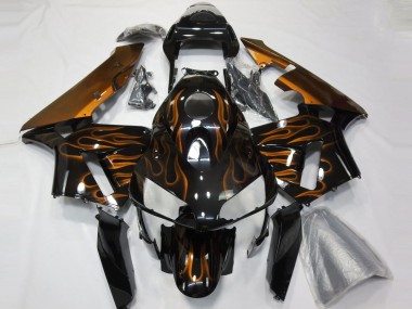 Großhandel Honda CBR600RR Motorrad Verkleidung 2003-2004 - Glanzendes Schwarz Orange Flamme