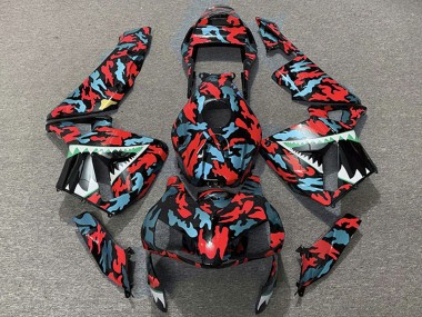 Großhandel Honda CBR600RR Motorrad Verkleidung 2003-2004 - Rot Blau Camouflage Hai