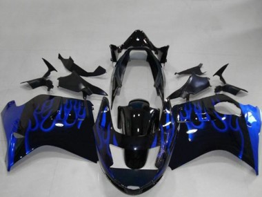 Großhandel Honda CBR1100XX Blackbird Motorrad Verkleidung 1996-2007 - Glanzendes Schwarz Blau Flamme