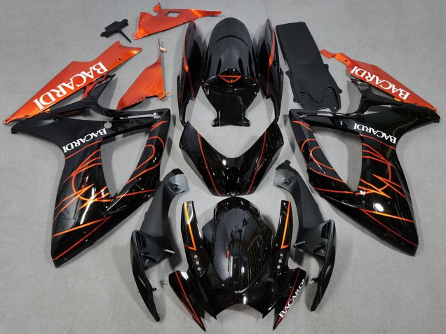 Großhandel Suzuki GSXR 600 / GSXR 750 Motorrad Verkleidung 2006-2007 - Glanzendes Schwarz Orange Bacardi