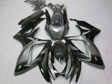 Großhandel Suzuki GSXR 600 / GSXR 750 Motorrad Verkleidung 2006-2007 - Grau Glanzendes Schwarz Streifen