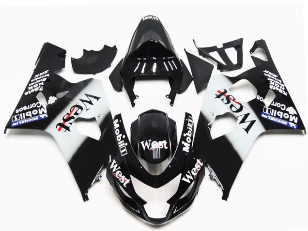 Großhandel Suzuki GSXR 600 / GSXR 750 Motorrad Verkleidung 2004-2005 - Glanzendes Schwarz Weiss West OEM Stil