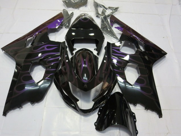 Großhandel Suzuki GSXR 600 / GSXR 750 Motorrad Verkleidung 2004-2005 - Glanzendes Schwarz Lila Flamme