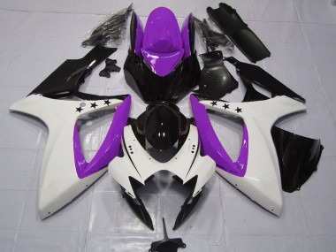 Großhandel Suzuki GSXR 600 / GSXR 750 Motorrad Verkleidung 2006-2007 - Lila Weiss Glanzendes Schwarz Stern