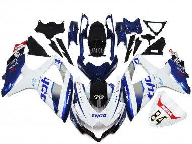 Großhandel Suzuki GSXR 600 / GSXR 750 Motorrad Verkleidung 2008-2010 - Weiss Silber Blau Schwarz Tyco