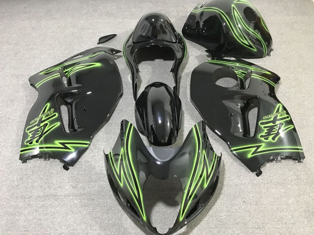 Großhandel Suzuki GSXR 1300 Motorrad Verkleidung 1996-2007 - Glanzendes Schwarz Grun Blitz