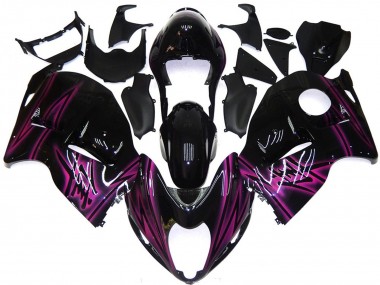 Großhandel Suzuki GSXR 1300 Motorrad Verkleidung 1996-2007 - Glanzendes Schwarz Lila Flamme