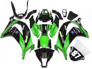 Großhandel Kawasaki ZX10R Motorrad Verkleidung 2016-2020 - Grun Glanzendes Schwarz Team Grun Stern 87