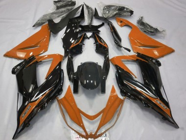 Großhandel Kawasaki ZX6R Motorrad Verkleidung 2013-2018 - Orange Glanzendes Schwarz